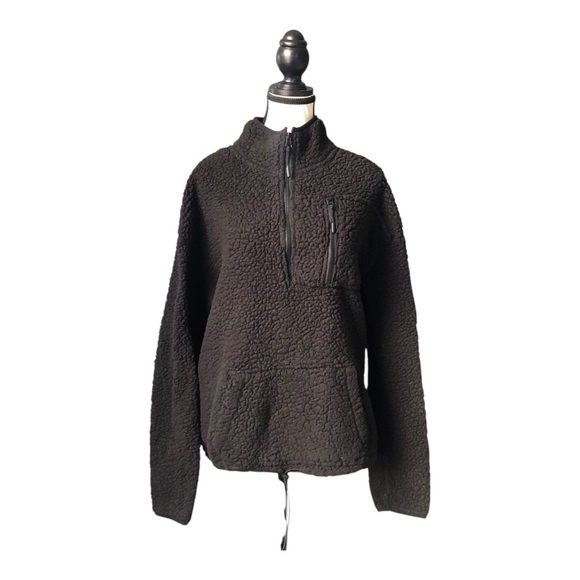 ▪️No Boundaries Juniors Half-Zip Faux Super Soft Black Sherpa Pullover XXL▪️ - Picture 2 of 12
